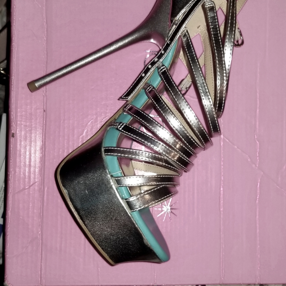 Silver strappy stilettos